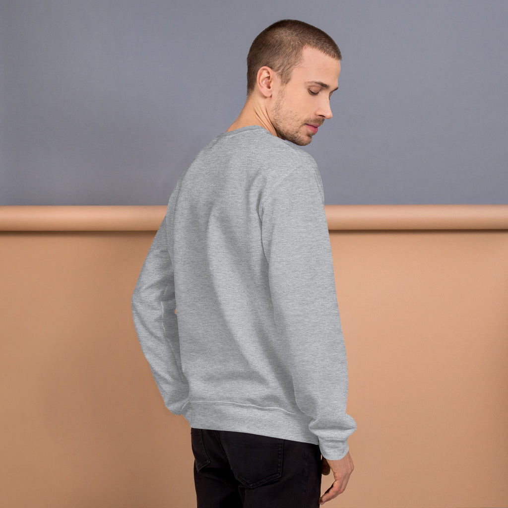 Unisex Sweatshirt shown from the back, featuring a cozy and comfortable classic fit.