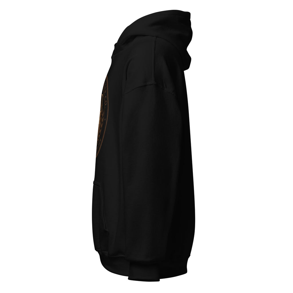 Unisex Hoodie displayed from the side, showcasing its stylish design and cozy fabric.