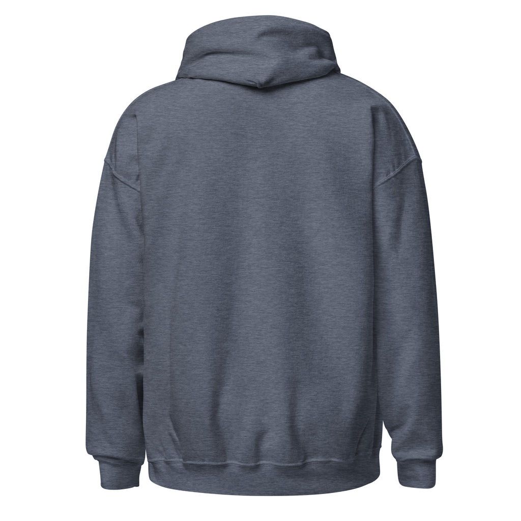 Back view of a soft and stylish Unisex Hoodie in dark gray, perfect for cooler evenings.