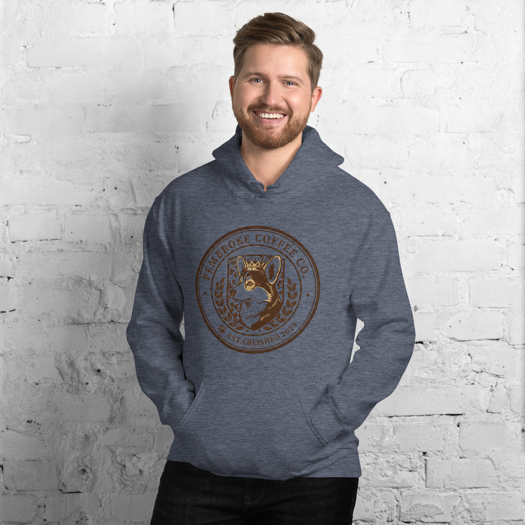 Unisex Hoodie featuring a logo for a coffee company, perfect for casual wear and cozy evenings.