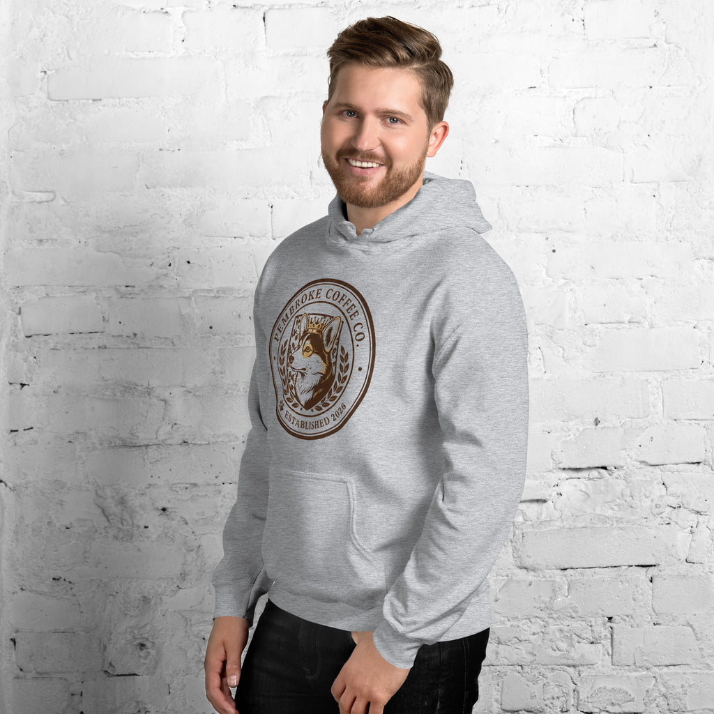 Unisex Hoodie featuring a unique coffee logo, perfect for cozy evenings in style.