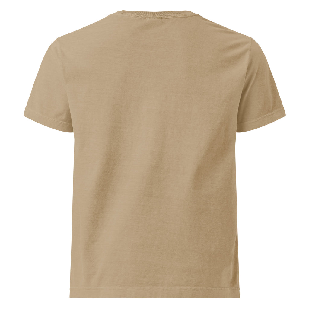 Back view of a unisex oversized t-shirt, showcasing its heavyweight cotton fabric and laid-back vintage style.