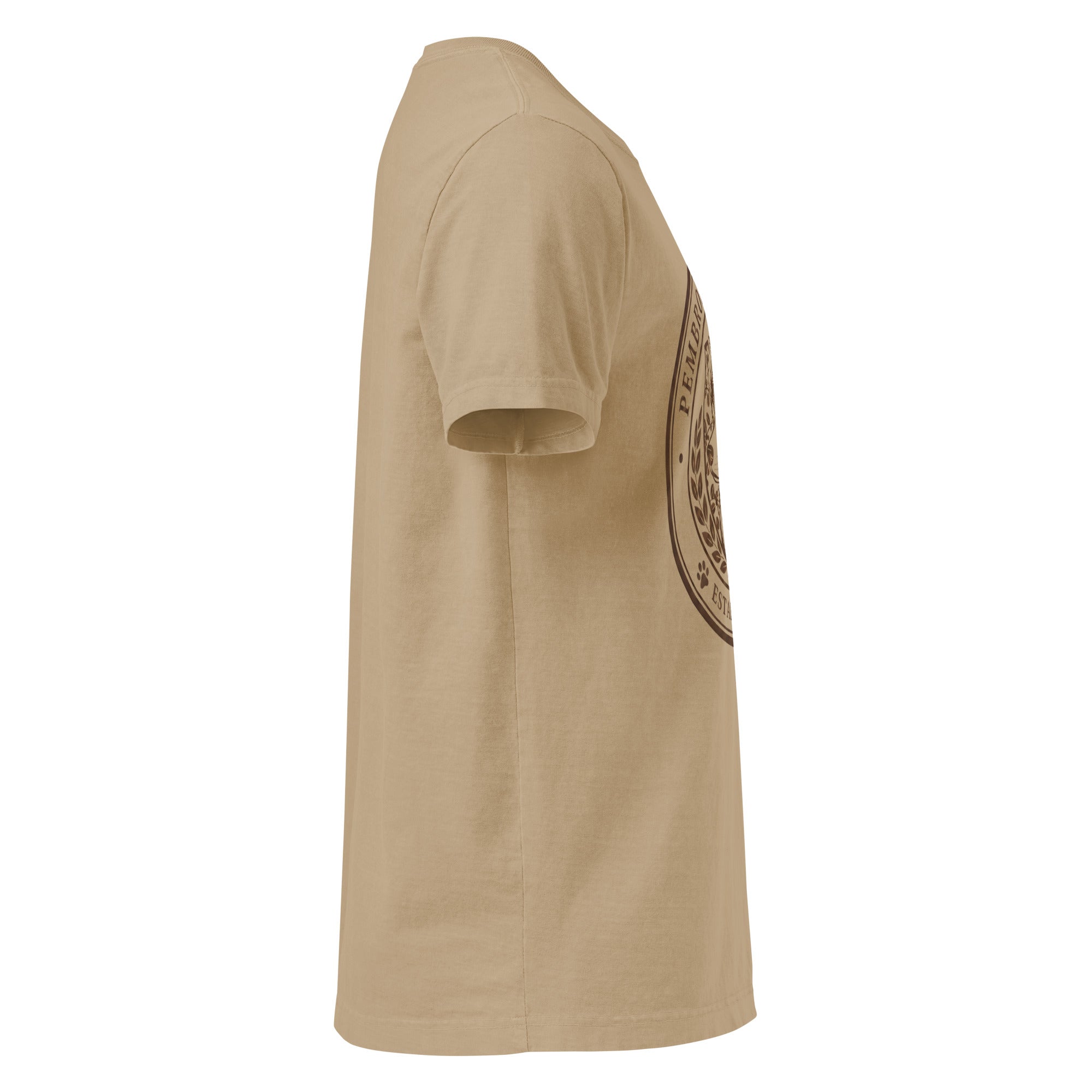 Unisex oversized t-shirt in beige color showcasing a vintage-washed design, highlighting the laid-back streetwear style.