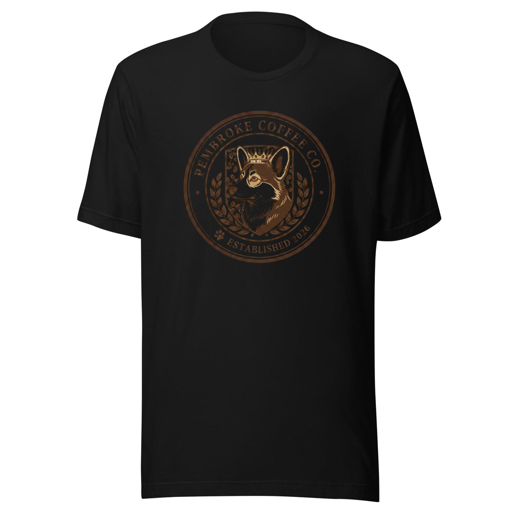 Unisex t-shirt featuring a black design with Pennbroke Coffee Co logo and established 2016.