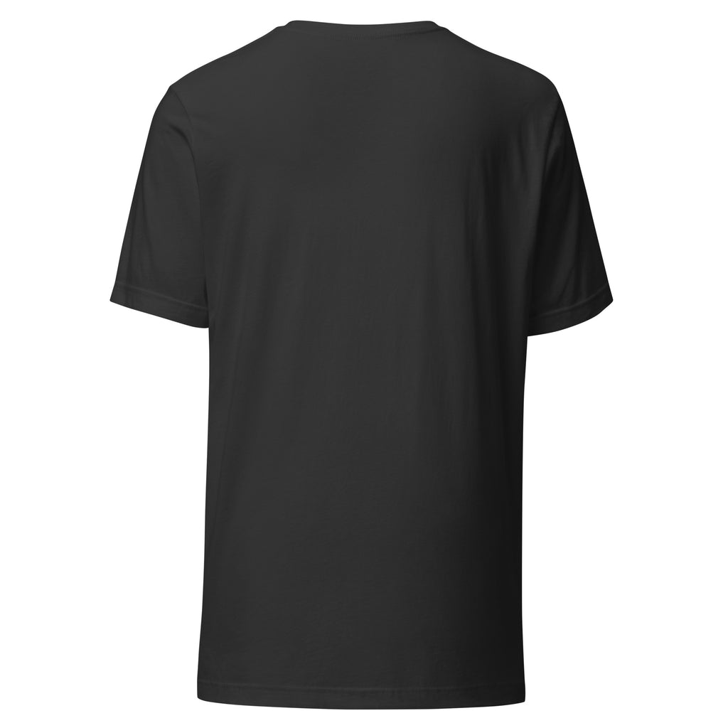 Back view of a Unisex t-shirt showcasing its soft and lightweight fabric design in black.
