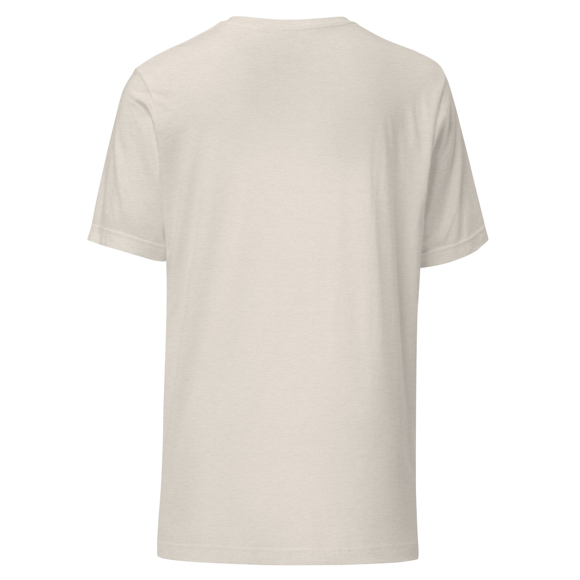 Back view of a Unisex t-shirt made from soft, lightweight 100% cotton, perfect for comfort and style.