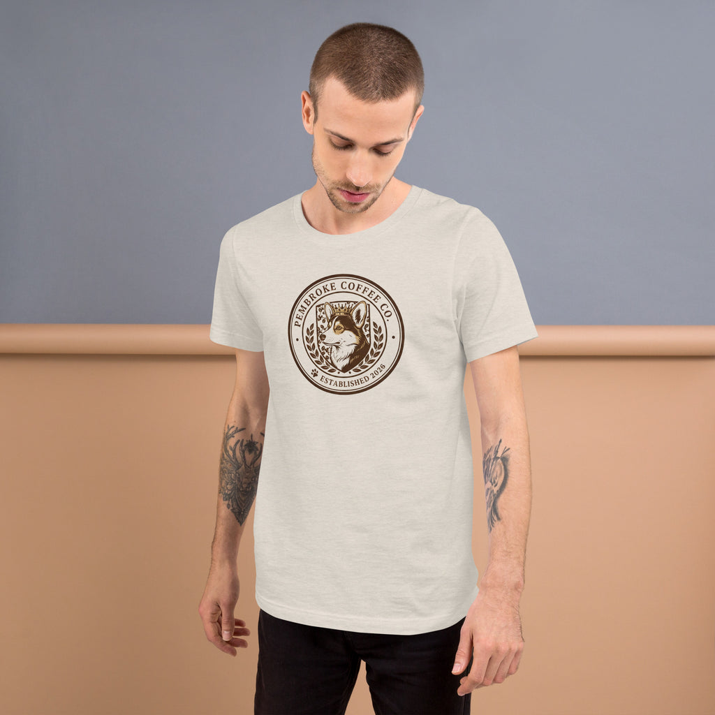 Unisex t-shirt featuring a vintage coffee logo, soft and lightweight for all-day comfort.