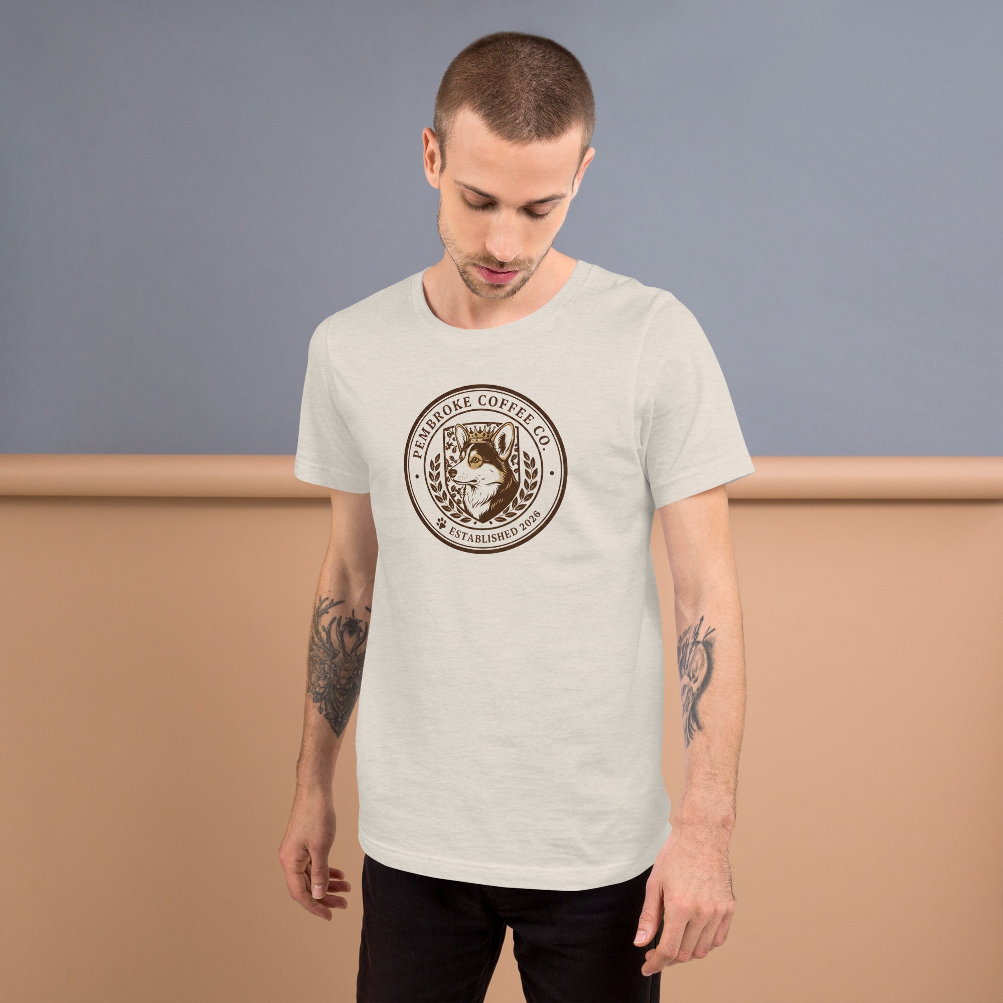 Unisex t-shirt featuring a vintage coffee logo, soft and lightweight for all-day comfort.