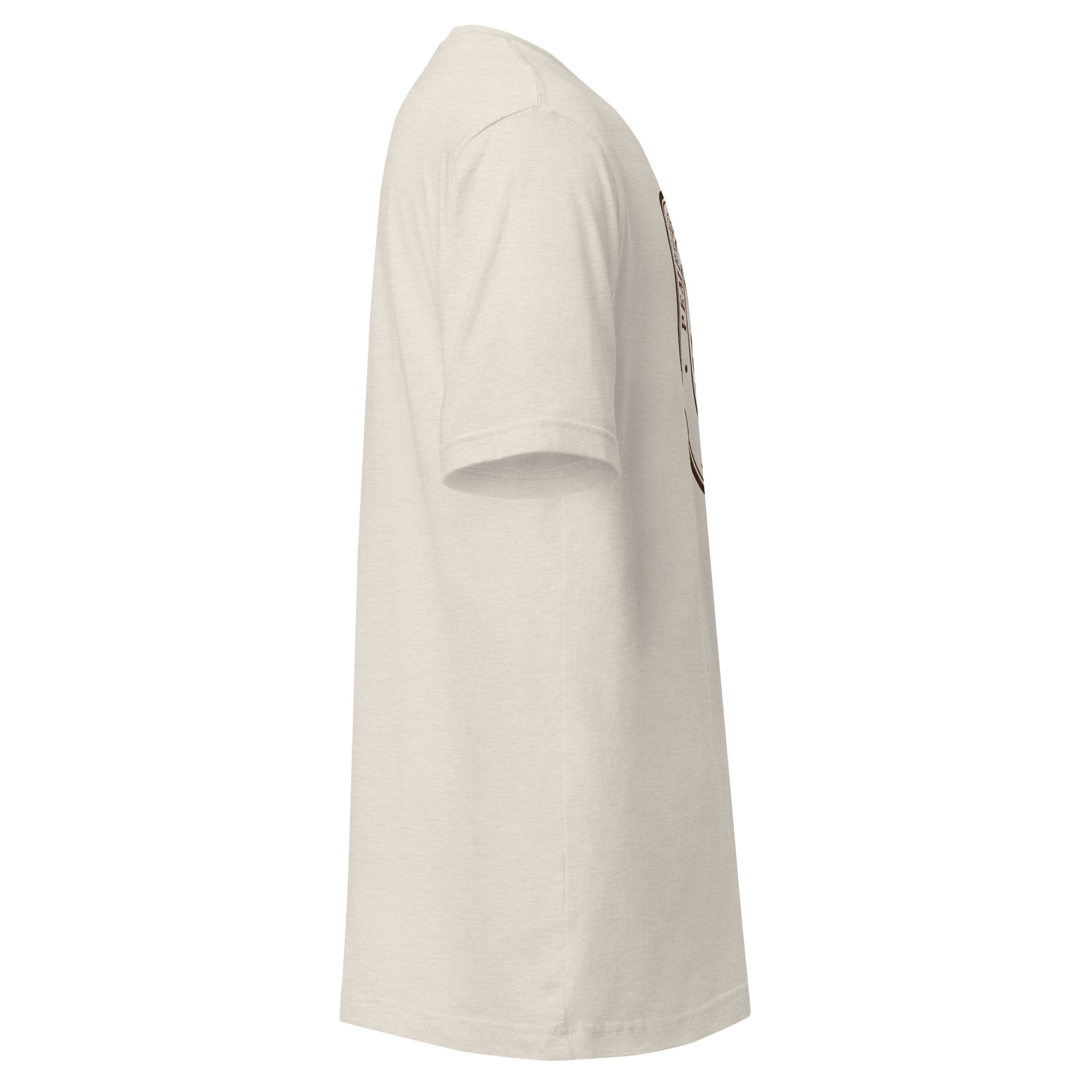 Side view of a soft and lightweight Unisex t-shirt made of 100% combed cotton, showcasing its comfortable fit.