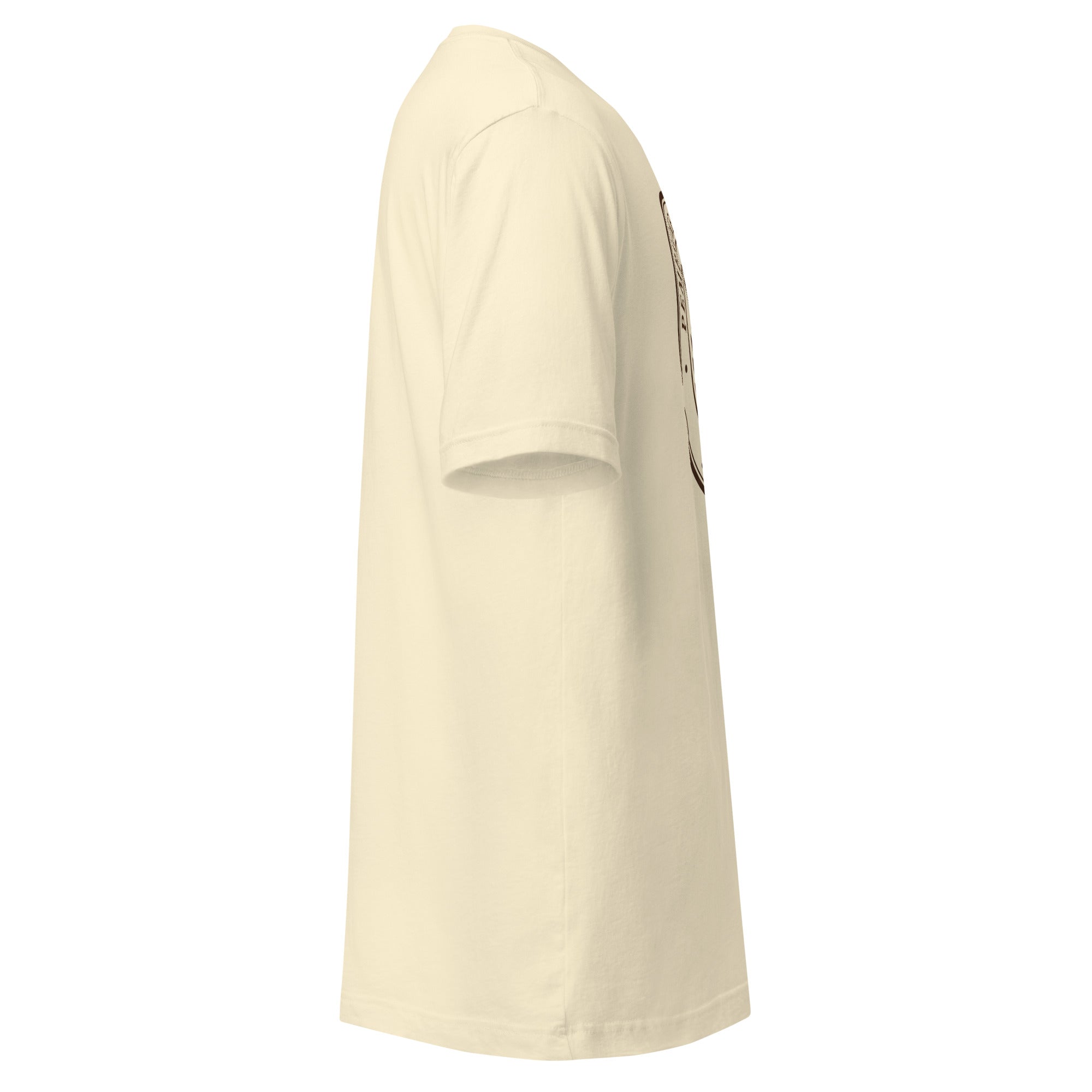 Unisex t-shirt displayed from the side, showcasing its soft fabric and comfortable fit for all. Ideal for everyday wear.