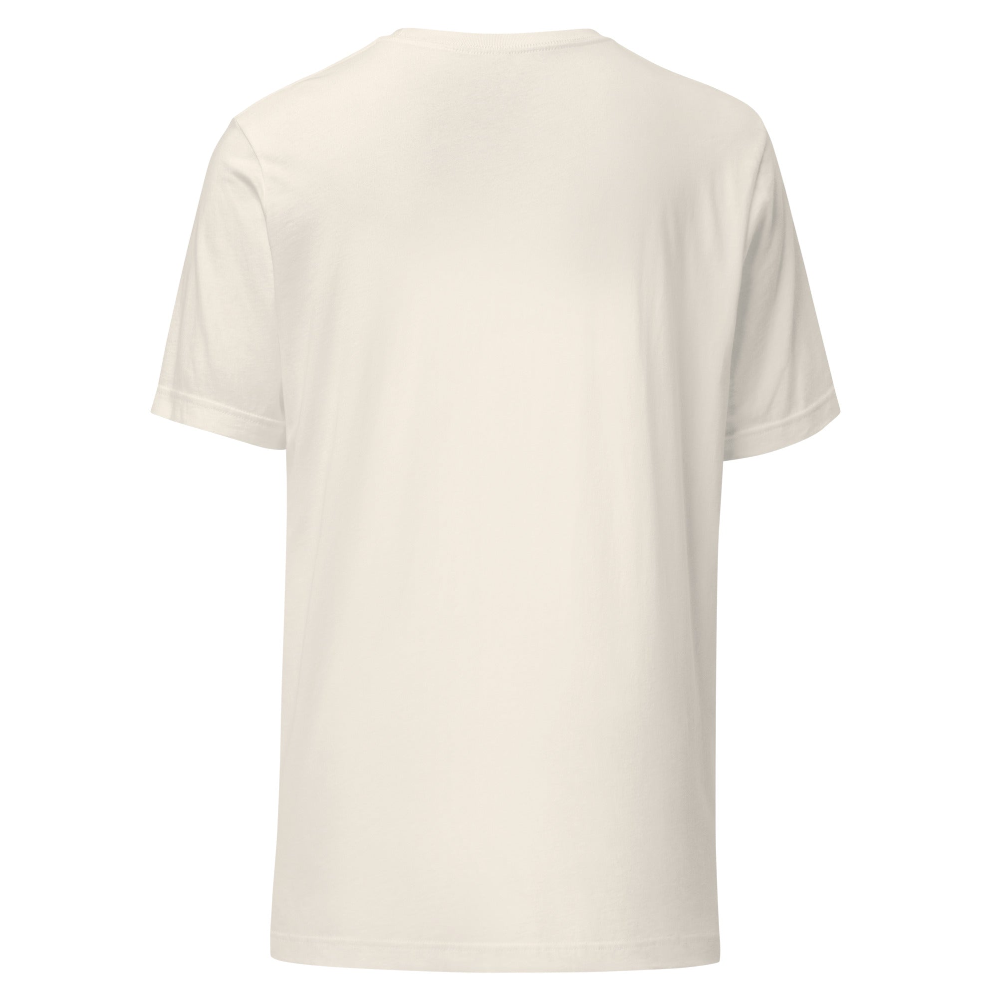 Back view of a soft, lightweight Unisex t-shirt in a neutral color, perfect for comfort and style.