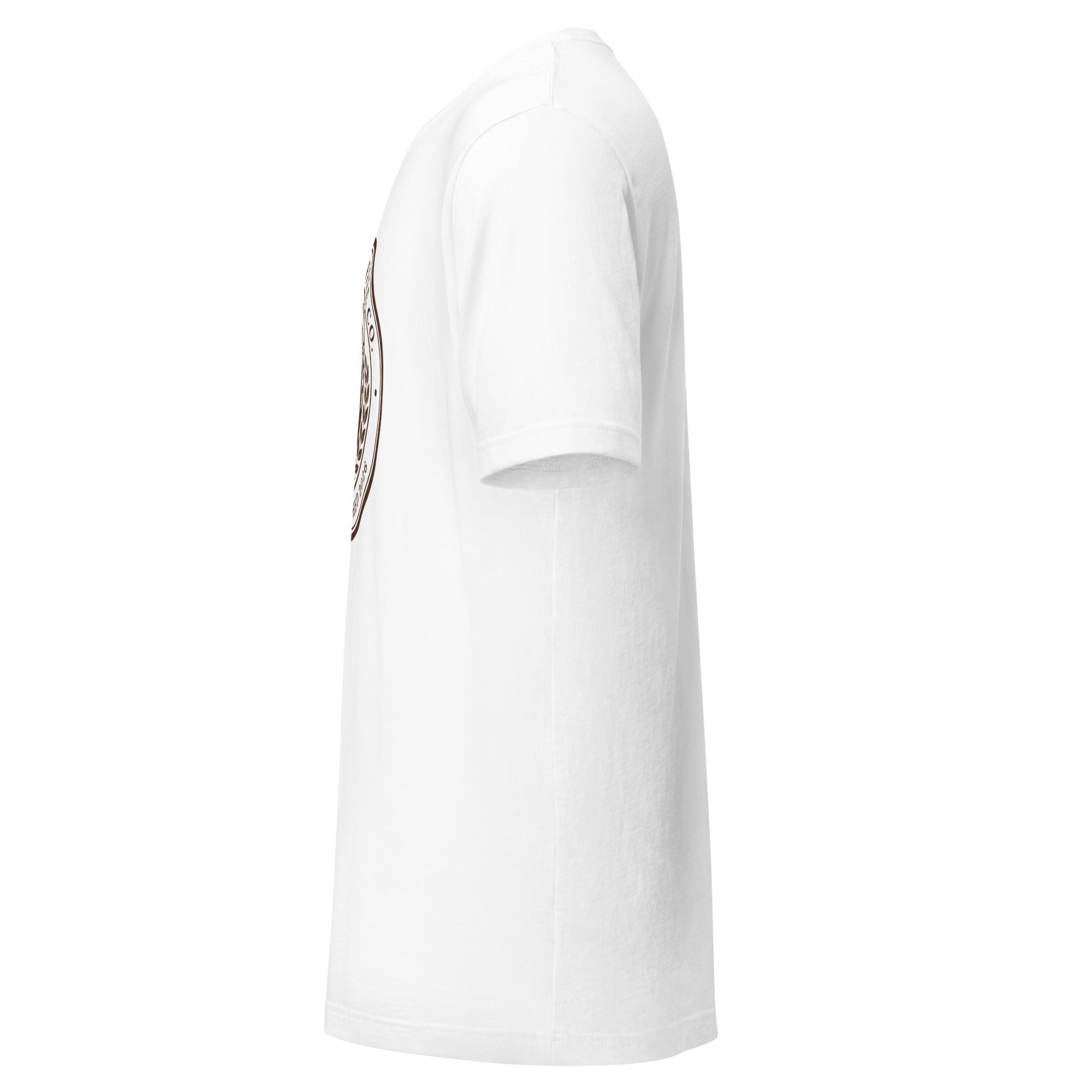 Unisex t-shirt in white, side view showcasing soft fabric and comfortable fit